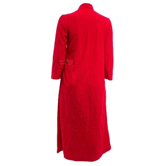 Adonna Vintage Floral Embroidered Ruffle Zip Front Maxi Housecoat Robe - Picture 5 of 6